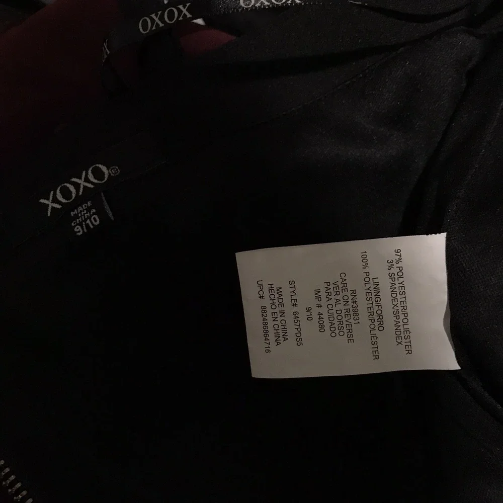 XOXO Colorblock Black Burgundy Sweetheart Neckline Spaghetti Strap Dress Sz 9/10 - Picture 12 of 13